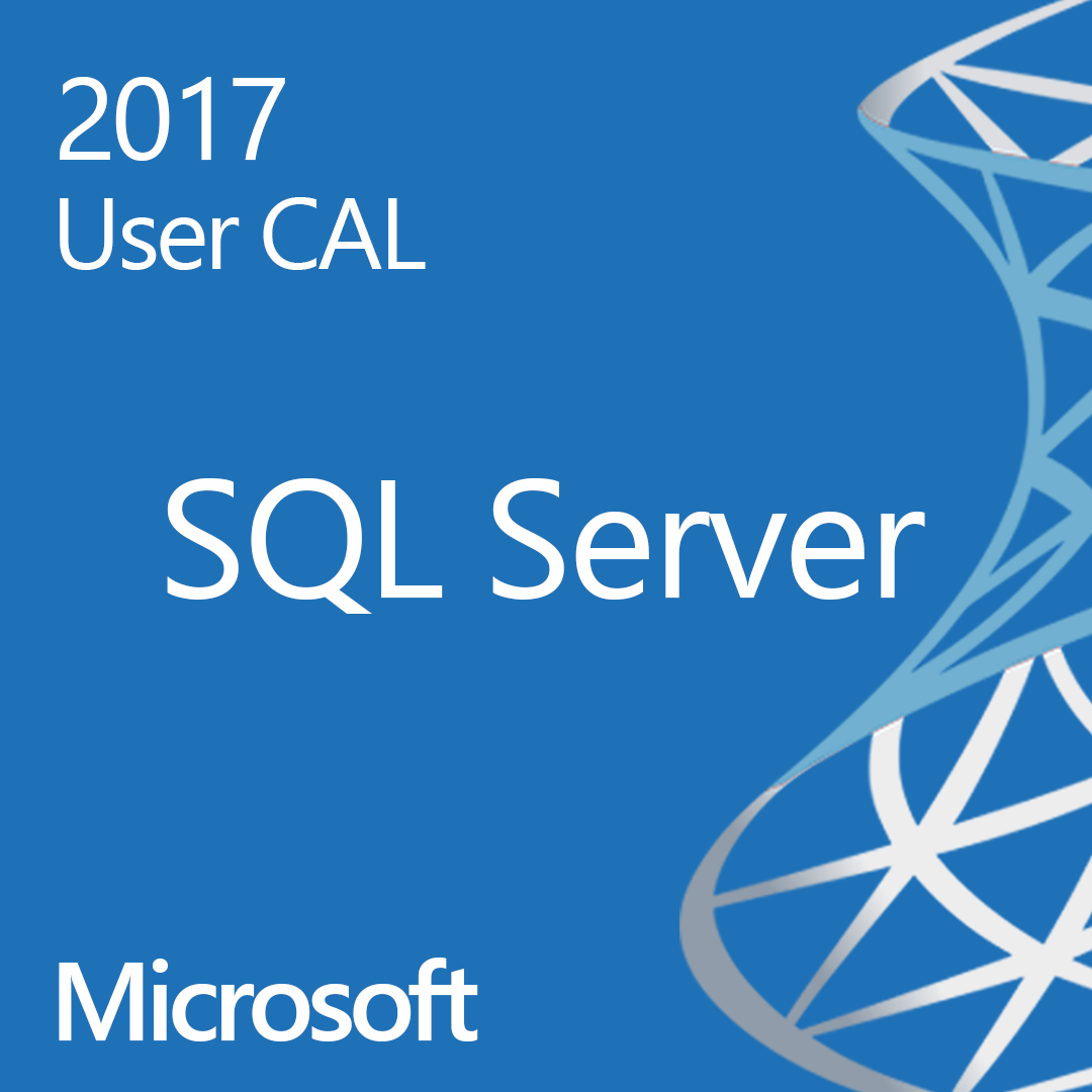 Microsoft SQL Server 2017 product cover art and branding for SQL Server 2017 10 User CALs license pack for 10 users