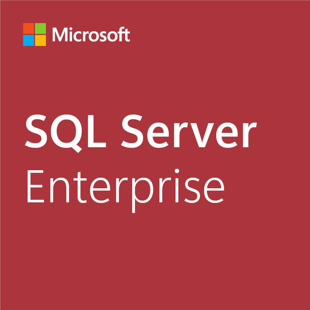 Microsoft SQL Server Enterprise 2 Core license product box with iconic logo and title