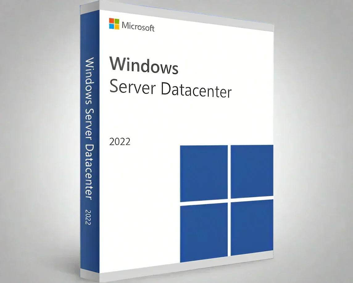 Microsoft software box for Windows Server Datacenter 2022 license showing product packaging and logo