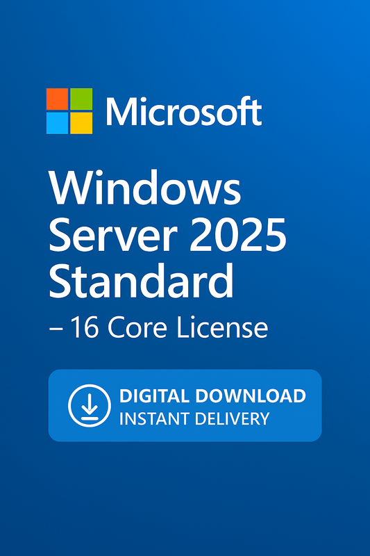 Microsoft Windows Server 2025 Standard – 16 Core License (Digital Download)