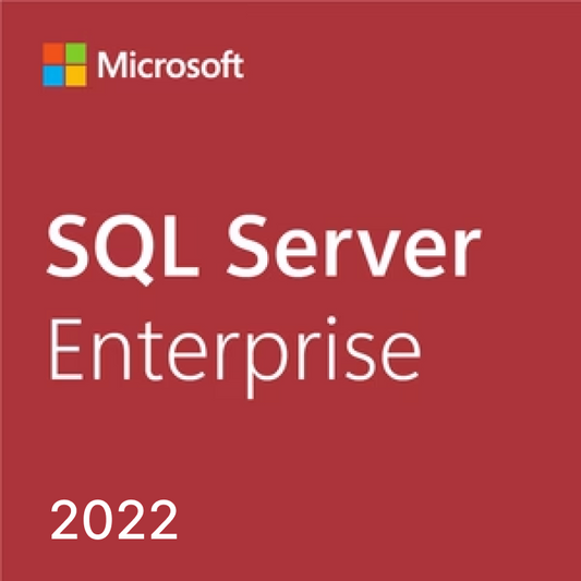 Microsoft SQL Server 2022 Enterprise license product box image with Microsoft logo red background