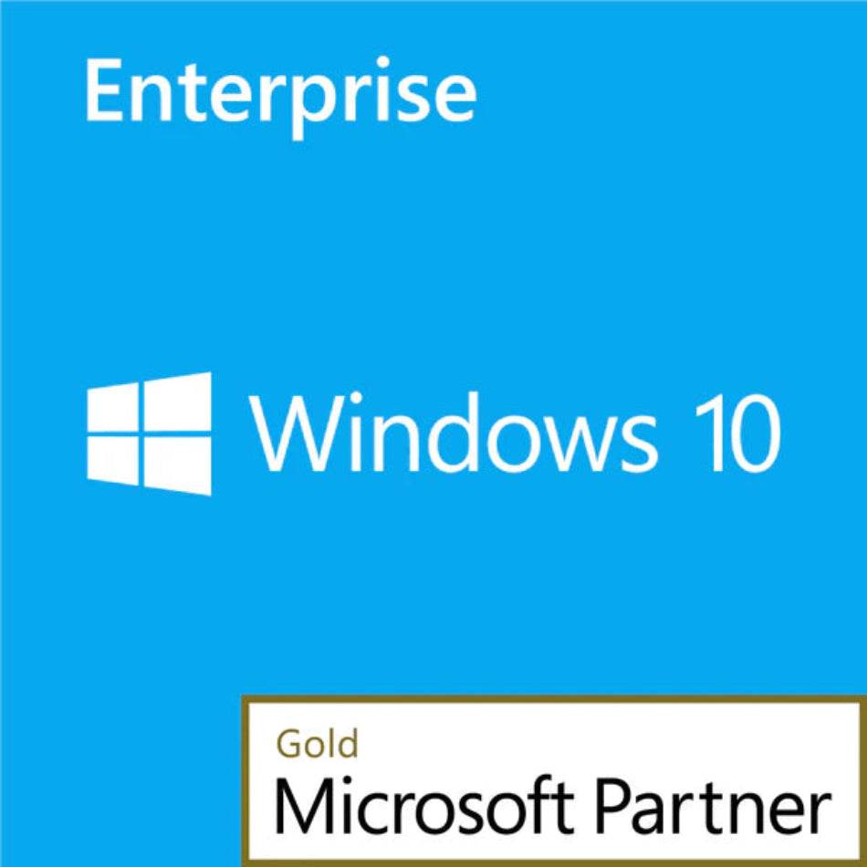 Microsoft Windows 10 Enterprise blue product tile with Gold Microsoft Partner badge to buy Windows 10 Enterprise LTSB