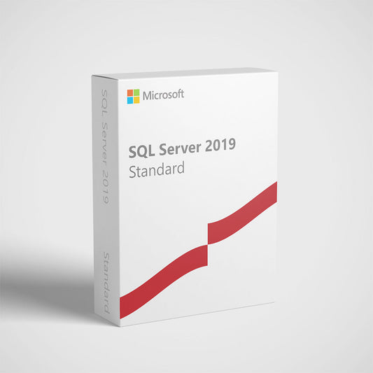 Microsoft SQL Server Standard 2 Core license retail box for SQL Server 2019 Standard with red ribbon