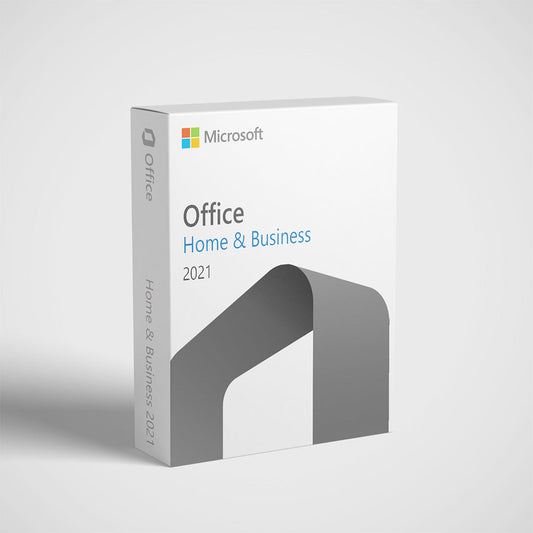 Microsoft Office Home and Business 2021 software box showing Microsoft Office 2021 for Mac edition