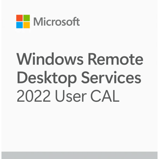 Microsoft logo with Windows Remote Desktop Services 2022 User CAL label Microsoft Remote Desktop User CAL 20 pack.