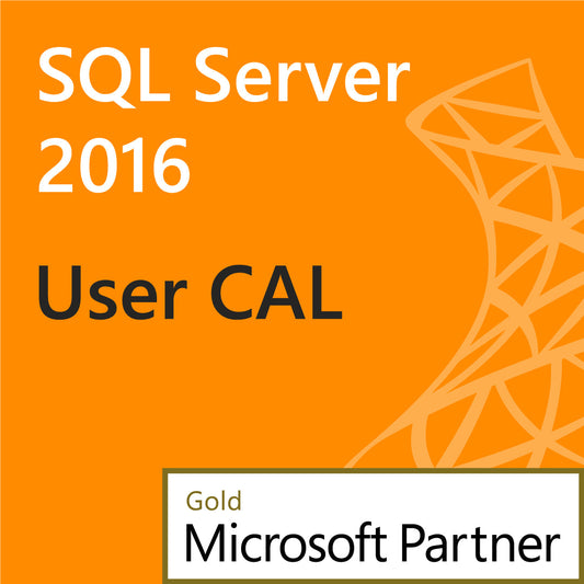 Microsoft SQL Server 2016 User CAL product image with Gold Microsoft Partner badge SQL Server 2016 5 User CAL license
