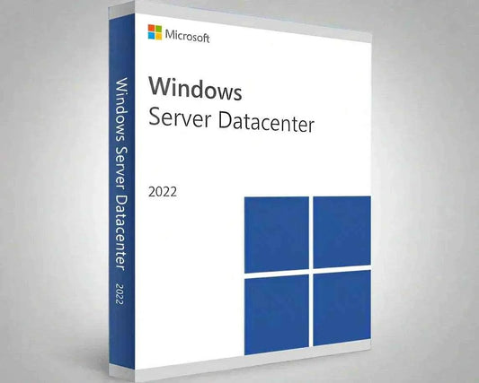Microsoft Windows Server Datacenter 2022 retail software box with logo and branding Windows Server 2022 Datacenter license