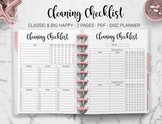 Cleaning Checklist Home Management Weekly Chores Monthly Cleaning Planner Schedule Mambi Classic Big Happy Planner PDF Printable Insert - trustedtechteam