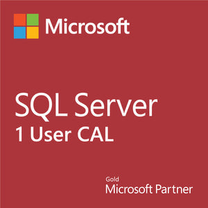 Microsoft SQL Server 1 User CAL red product box image showing Microsoft logo and CAL license details