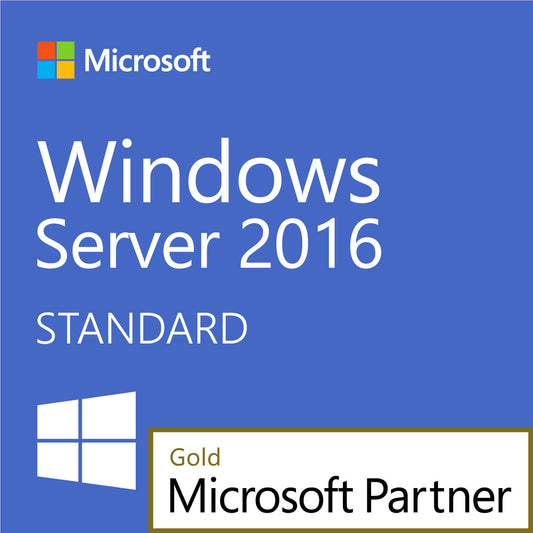 Microsoft box for Windows Server 2016 Standard with Gold Partner badge Windows Server 2016 Standard 16 core license